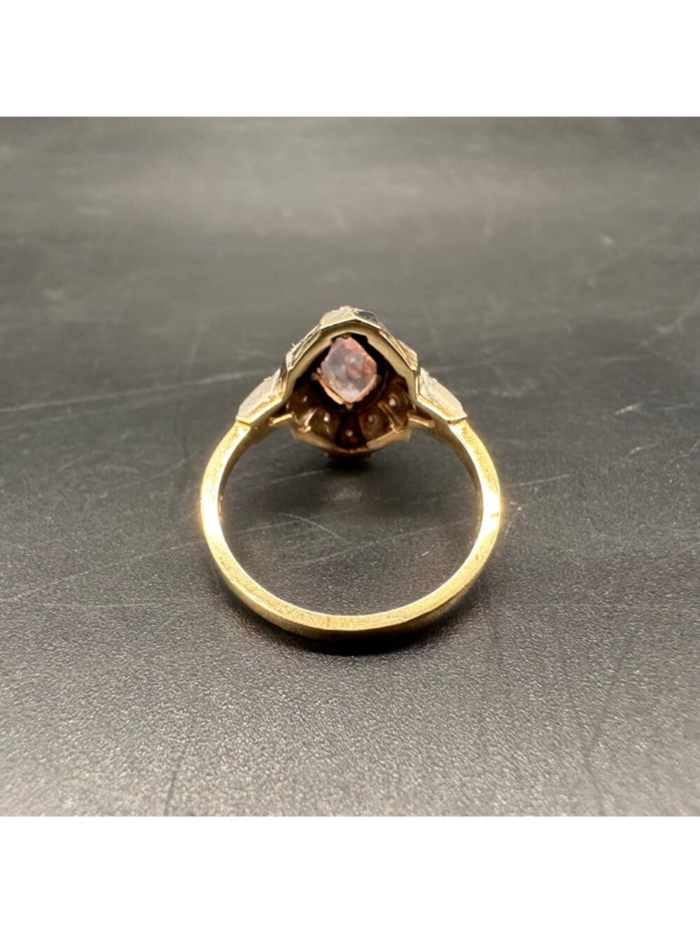 Vintage Art Deco Ring 14K Gold Pink Stone Size 6 Engagement Statement Retro - Picture 7 of 10